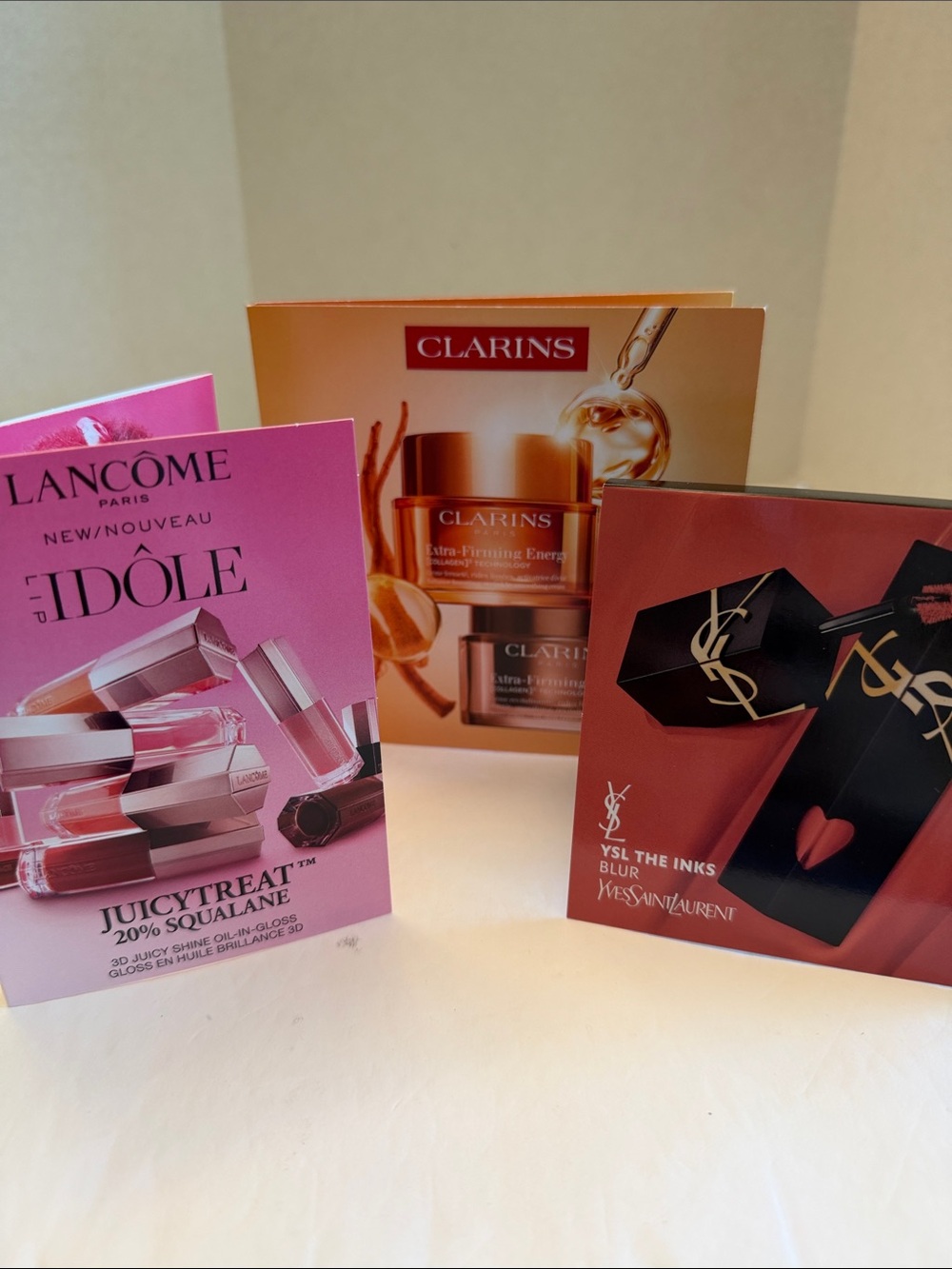 💰Assorted Beauty Sample Cards — Lancôme, Clarins, YSL